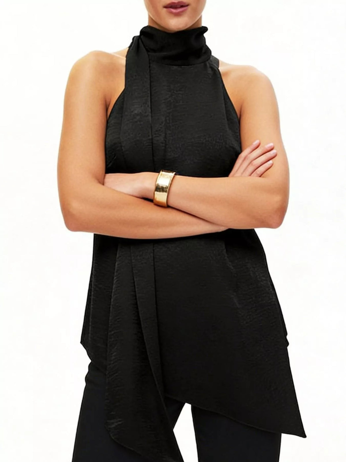Elegant Halter Neck Asymmetrical Sleeveless Top