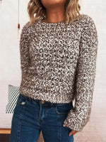 Crochet Round Neck Dropped Shoulder Sweater