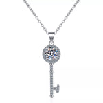 1 Carat 925 Sterling Silver Moissanite Key Pendant Necklace