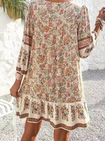 Floral Print Tassel Tie Neck Mini Dress