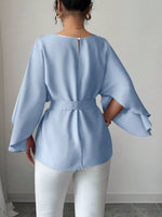 Batwing Sleeve Belted Blouse