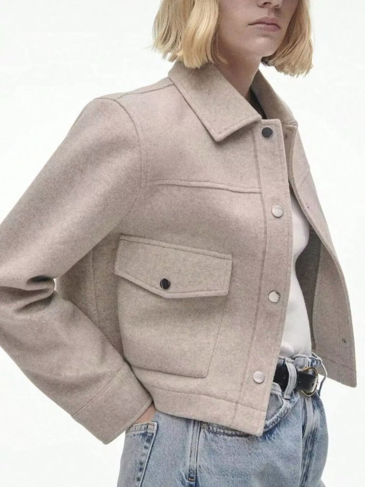 Snap Down Long Sleeve Jacket
