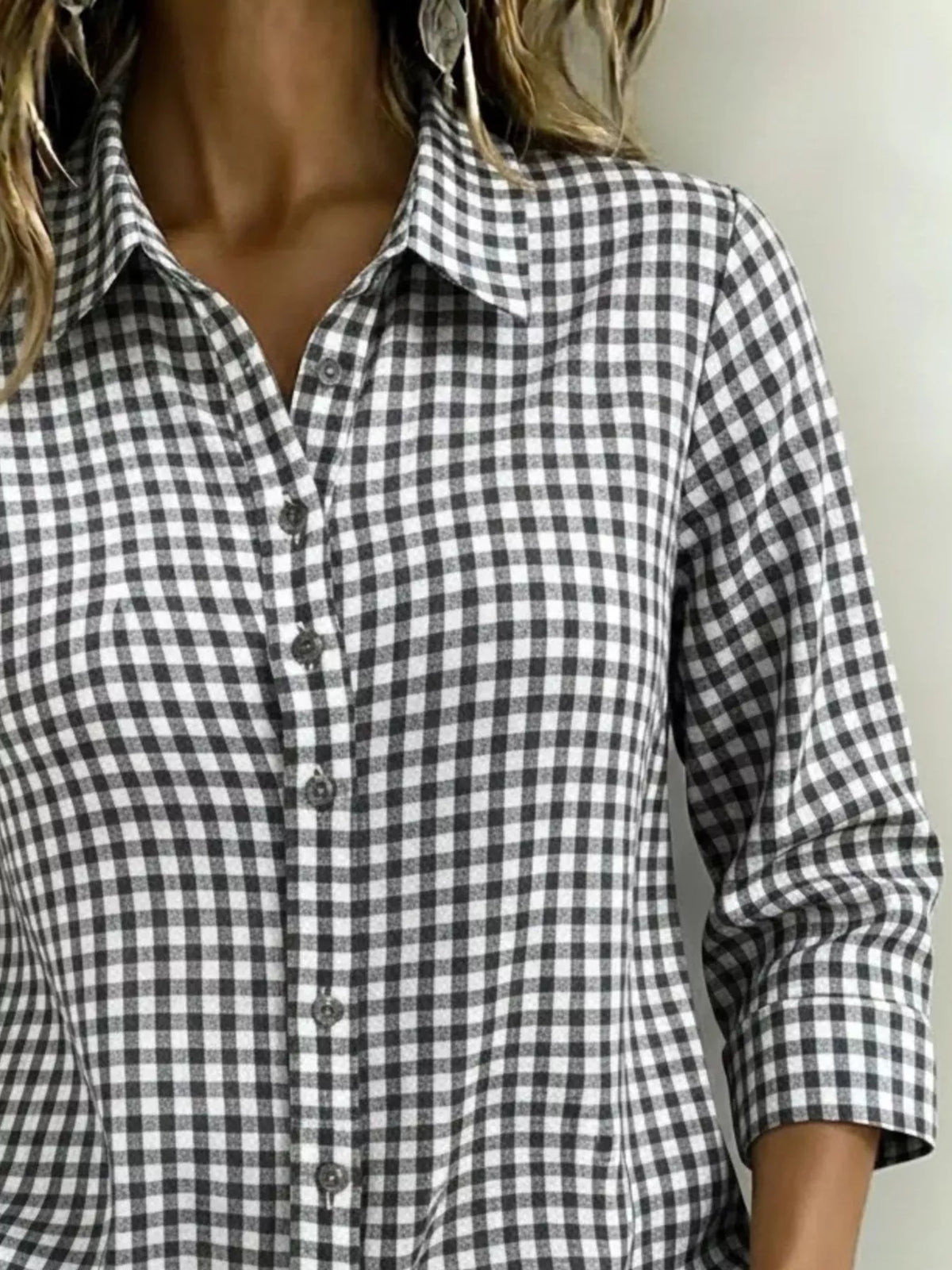 Full Size Plaid Collared Neck Button Up Shirt Plus Size