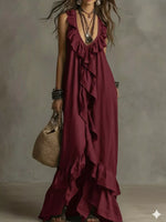 Ruffled Sleeveless Maxi Dress
