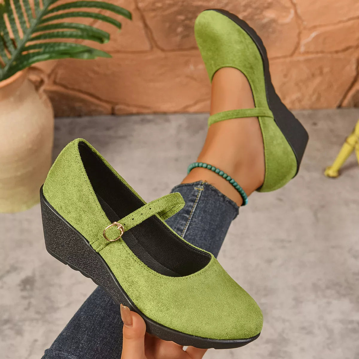 Round Toe Wedge Loafers
