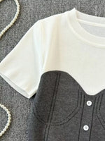 Color Block Short Sleeve Knit T-Shirt