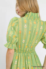 Umgee Vibrant Ruffle Smocked Midi Dress