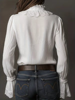 Lace Trim Button Up Shirt
