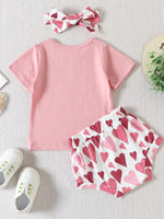 Children's Mama Graphic Tee and Leopard Shorts Set with Headband