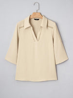 Johnny Collar Texture Blouse