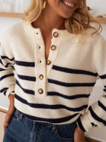Striped Button-Front Sweater