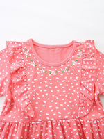 Children's Ruffled Sleeve Polka Dot Embroidered Dress