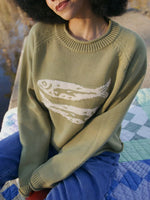 Fish Pattern Crew Neck Sweater