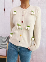 Flower Button Up Long Sleeve Cardigan