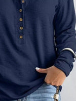 Full Size Button Detail Long Sleeve Top Plus Size