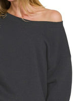 Zenana Fleece Boat Neck Sweatshirt and Shorts Set