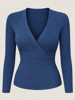 Full Size Ribbed Long Sleeve Slim Fit T-Shirt Plus Size