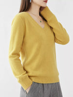 V-Neck Solid Color Sweater