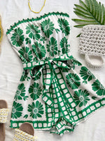 Strapless Tie Waist Romper