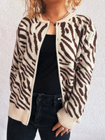 Zebra Print Zip Up Cardigan