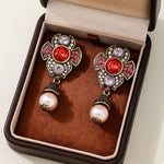 Zinc Alloy Flower Pearl Drop Earrings