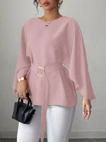 Batwing Sleeve Belted Blouse