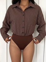 Striped Button-Up Bodysuit