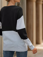 Color Block V-Neck Knit Top