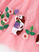 Children's Cartoon Animal Embroidered Tulle Dress