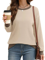 Contrast Trim Crew Neck Casual Sweatshirt