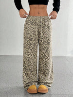 Leopard Wide-Leg Drawstring Pants