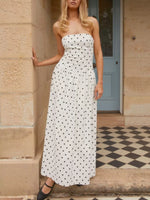 Ruched Printed Tube Maxi Dress