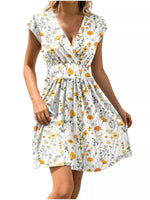 Floral Print Surplice Mini Dress