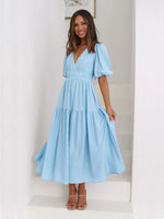 Tiered Puff Sleeve Midi Dress