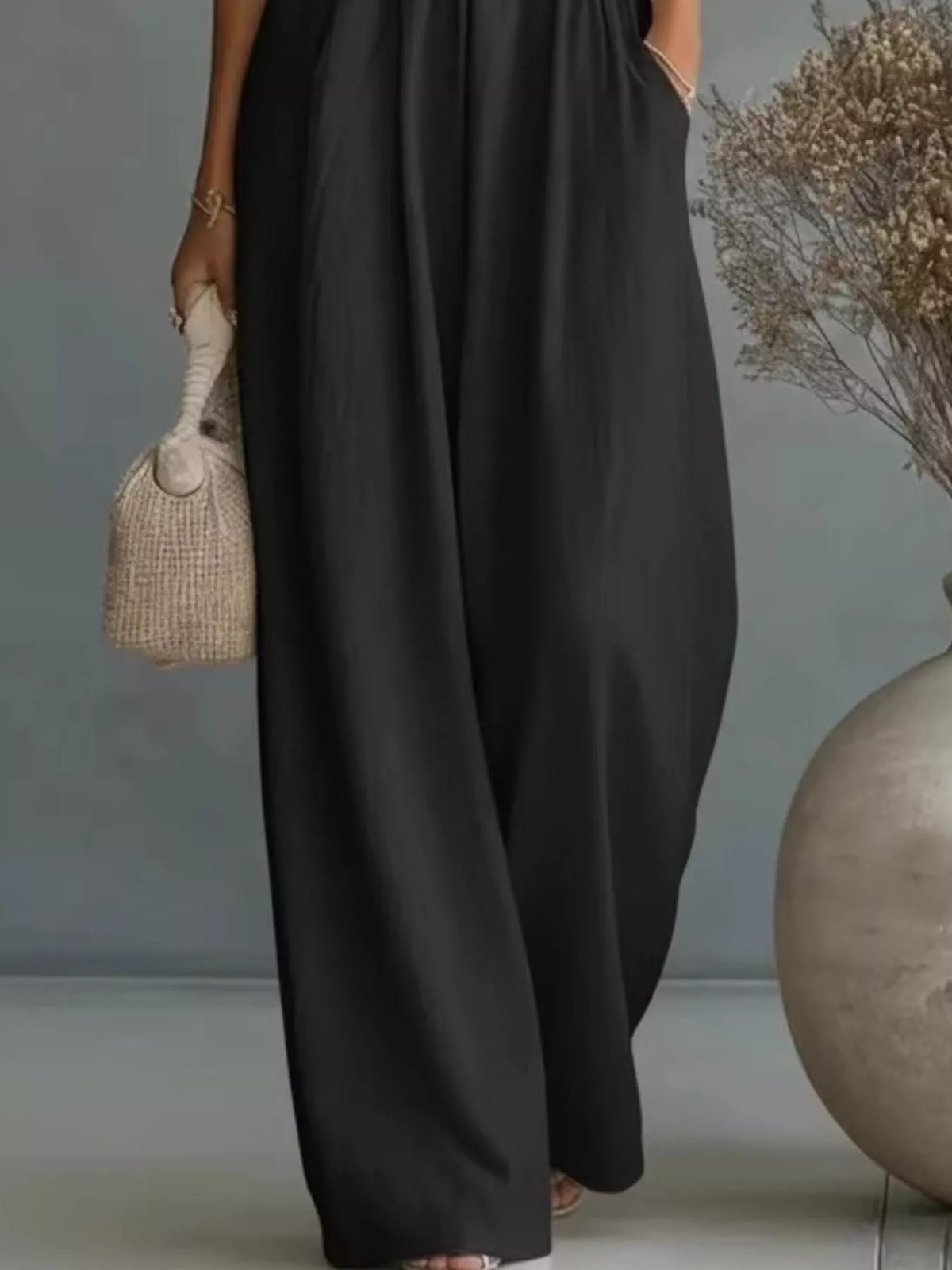 Full Size Half Sleeve Wide-Leg Jumpsuit Plus Size