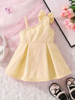 Children's Bow Asymmetrical Shoulder Dress
