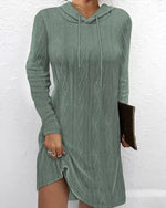 Casual Long Sleeve Hooded Knit Dress