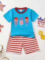 Children's Patriotic American Flag T-shirt and Shorts Set