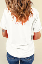Sequin Flag Bow Pattern Crew Neck Patriotic Tee