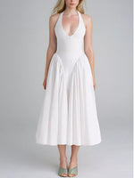 Halter Neck Midi Dress with Pockets