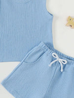 Children's Solid Color Tank and Shorts Set
