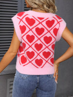 Valentine's Day Fluffy Heart Pattern V-Neck Sweater Vest