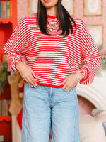 Striped Button-Down Knit Cardigan