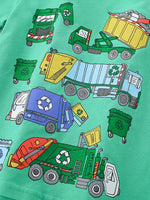 Children's Cartoon Garbage Truck Print Short Sleeve T-Shirt