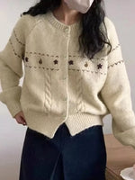 Cable Knit Button Up Cardigan