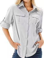Full Size Roll-Up Sleeve Button Up Shirt Plus Size