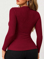 Full Size Ribbed Long Sleeve Slim Fit T-Shirt Plus Size