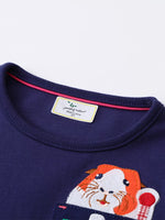 Children's Animal Pocket Embroidered Long Sleeve Dress