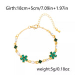 18K Gold-Plated Rhinestone Flower Bracelet
