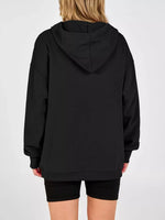 Half Snap Dropped Shoulder Hoodie